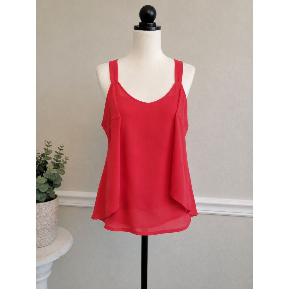 Covington Petite Women’s Red Coral Sleeveless Blouse Tank Top Size LP Large